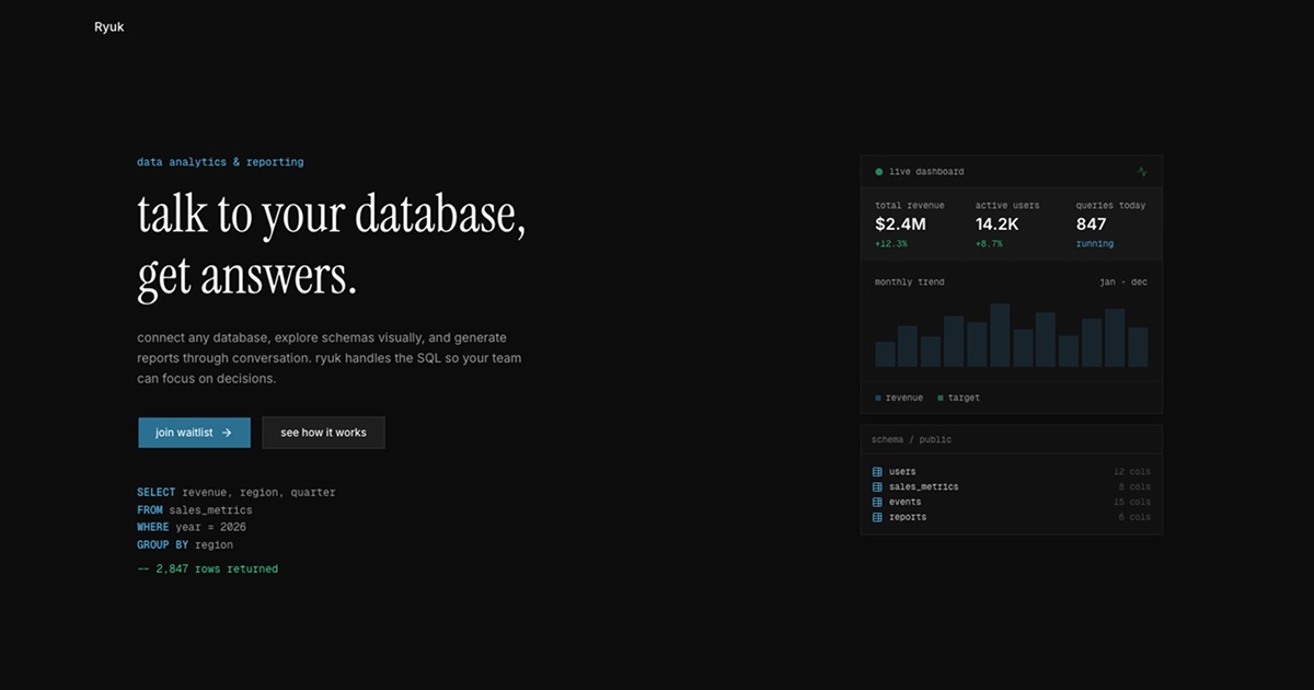 Ryuk — Talk to your database, get answers